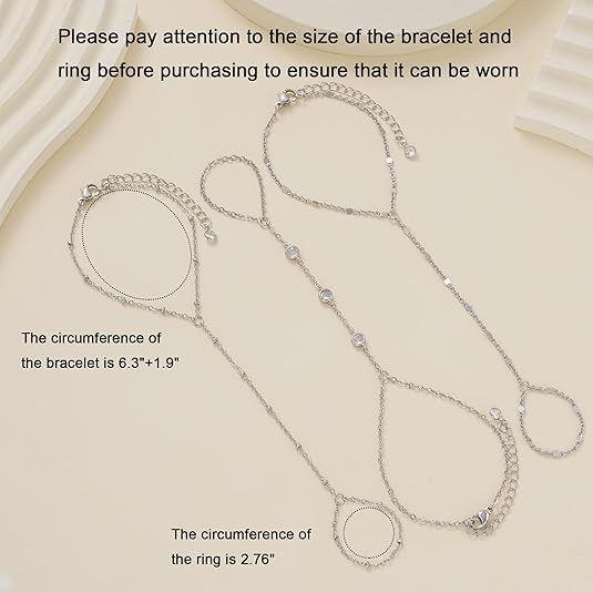 3PCS 14K Gold-Plated Hand Chain Bracelets for Women, Stack Bracelets Set Adjustable, Trendy Dainty Ring V1102-B0GG9LNLRW