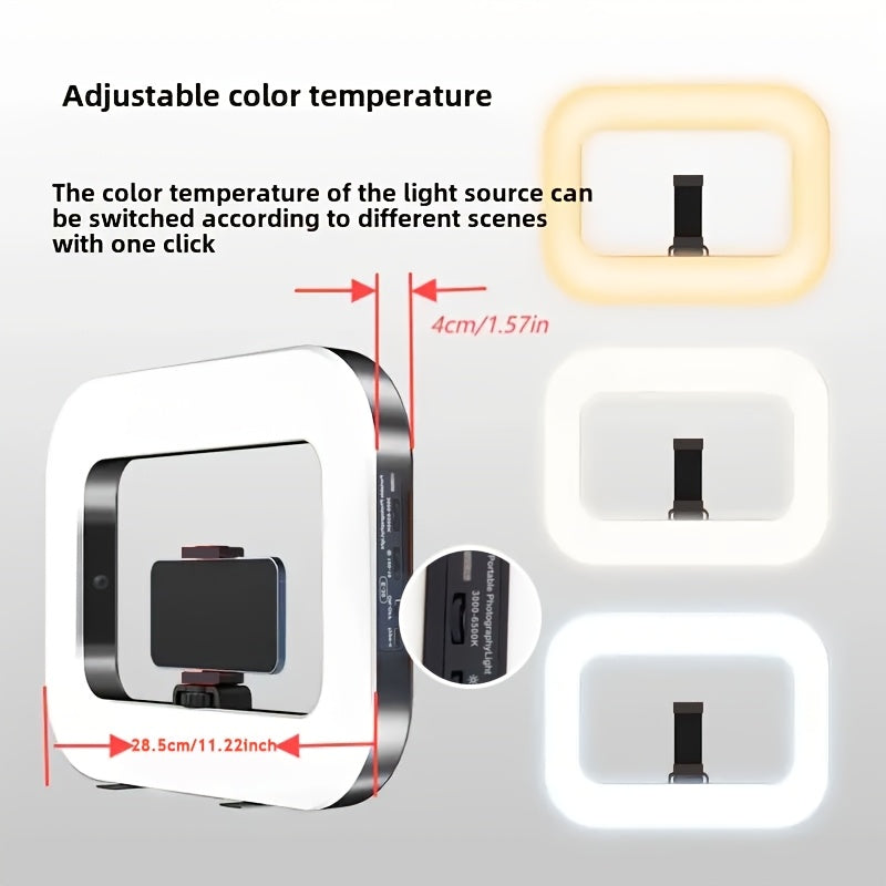 Smart Dual-Mode Fill Light|One-Touch Color Temperature Switching + Stepless Dimming, Portable Ring Light with V1102-BGD001