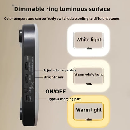 Smart Dual-Mode Fill Light|One-Touch Color Temperature Switching + Stepless Dimming, Portable Ring Light with V1102-BGD001