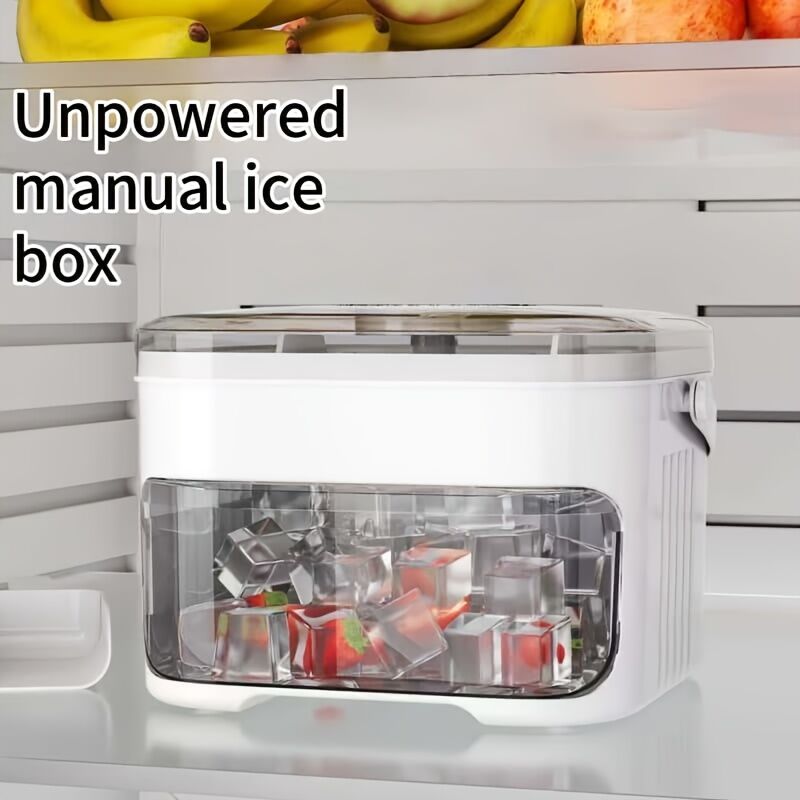 1PC Refrigerator Ice Cube Mold, Manual Press Two-Layer Design, Large Capacity Food-Grade PP Material, V1102-BIZBMJ001