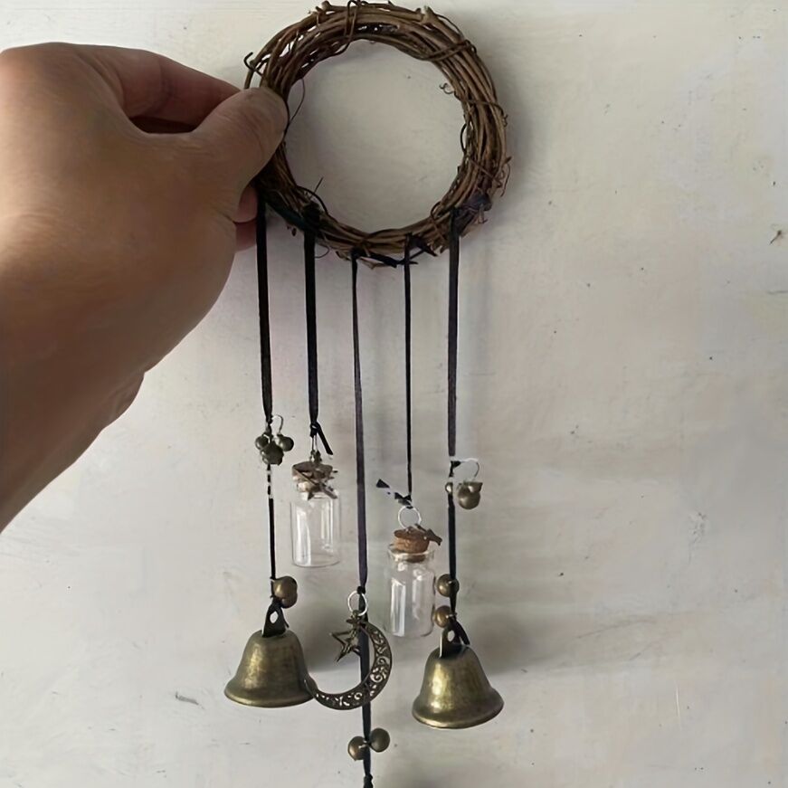 Bell Door Handle Protector Pendant, Vine-style Wind Chime, Witch Prayer Crystal Wind Chime, Home Decor V1102-BSLD001