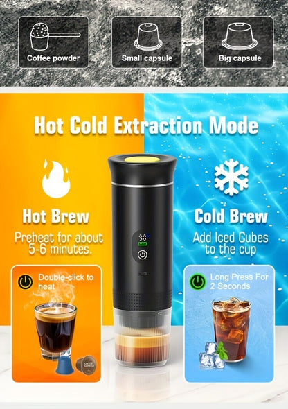 BALCK Upgraded Portable Coffee Maker with Temperature and Power Display, USB-C Charging, Self-Heating & Cold V1102-BXSKFJ001