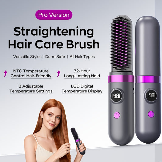 New Portable Hair Straightening Comb, USB rechargeable, 4000mAh battery, includes charging dock. Intelligent V1102-BXZFQ002