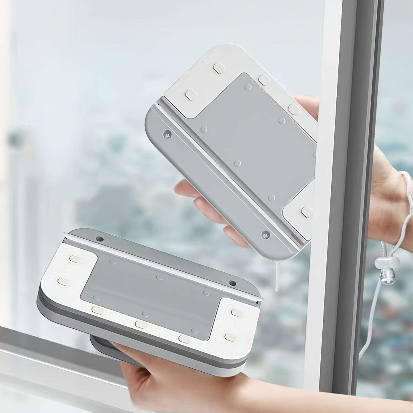 "Turn & Clean: The 90 degrees Rotating Window Cleaner That Does Both Sides at Once!" V1102-CBLSJ001