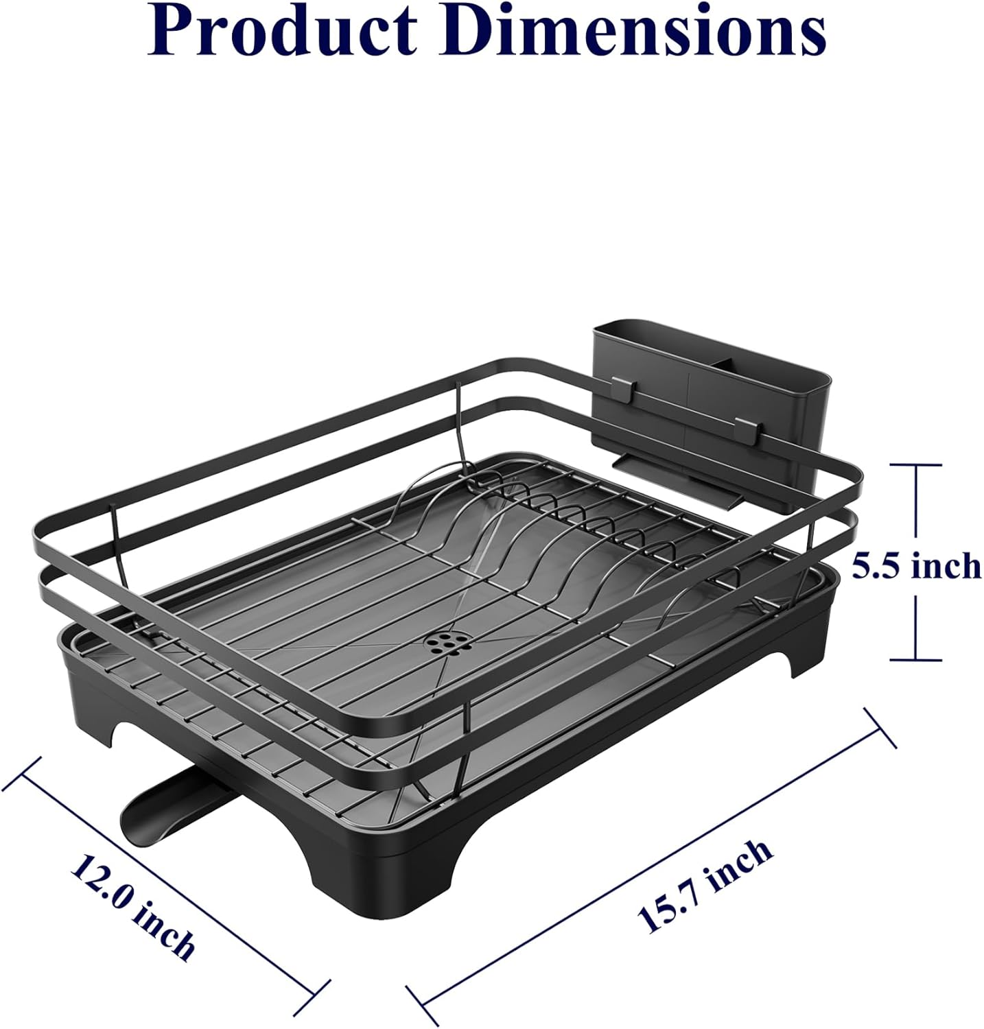 Dish Drying Rack - Multi-Functional Dish Rack for Kitchen Counter with Cutlery Holder, Rust-Proof Storage V1102-COLORBLACK