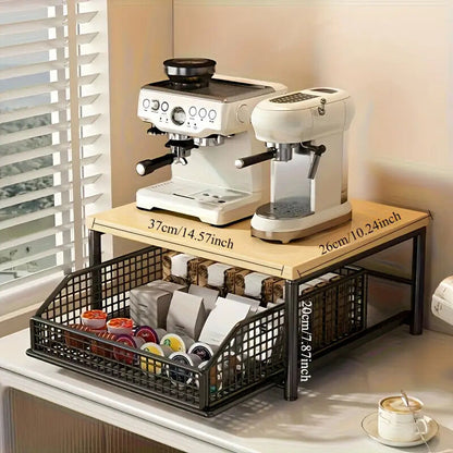 Modern Kitchen Microwave Shelf with Drawer: Sturdy and solid structure, designed to save counter space for V1102-CTSZWJ001