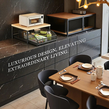 Modern Kitchen Microwave Shelf with Drawer: Sturdy and solid structure, designed to save counter space for V1102-CTSZWJ001