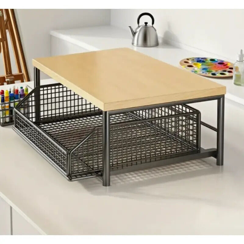 Modern Kitchen Microwave Shelf with Drawer: Sturdy and solid structure, designed to save counter space for V1102-CTSZWJ001