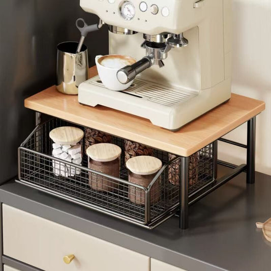 Modern Kitchen Microwave Shelf with Drawer: Sturdy and solid structure, designed to save counter space for V1102-CTSZWJ002