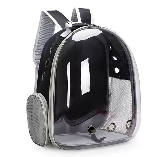 BLACK Replacement Transparent Pet Backpack with Zipper Closure - Heavy-Duty Structure, Ventilated and Padded V1102-CWBB001