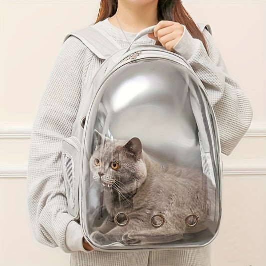 BLACK Replacement Transparent Pet Backpack with Zipper Closure - Heavy-Duty Structure, Ventilated and Padded V1102-CWBB001