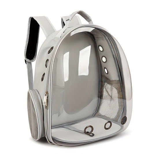 (GREY)Replacement Transparent Pet Backpack with Zipper Closure - Heavy-Duty Structure, Ventilated and Padded V1102-CWBB003