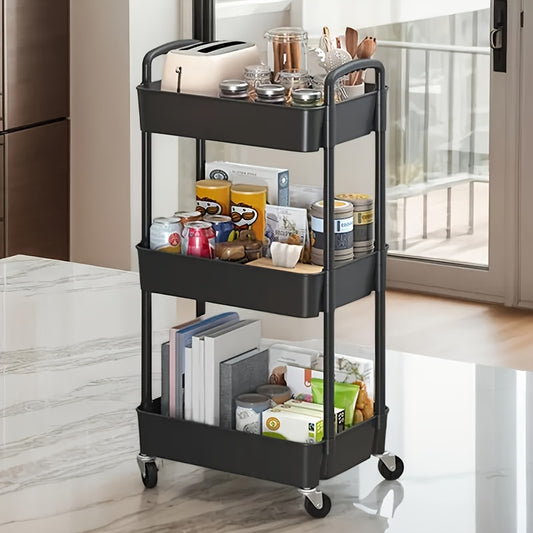 Five-Tier Rolling Cosmetics Storage Rack - Made of durable plastic, equipped with 360-degree swivel casters, V1102-DCSNJ005