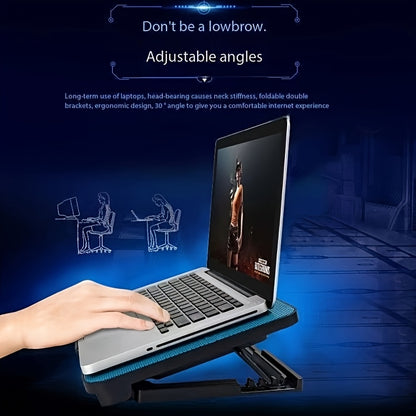 **Fully Compatible Laptop Stand|Dual-Fan Cooling + Ergonomic Angle Adjustment, All-in-One Portable Design for V1102-DNSRQ001