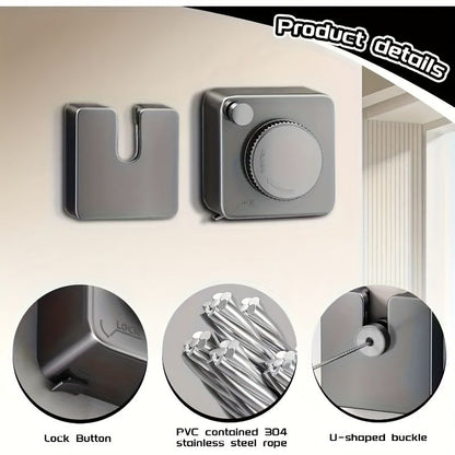 Gray Wall-Mounted Adjustable Clothes Hanger, Space-Saving Laundry Organizer V1102-DSZ-001-001
