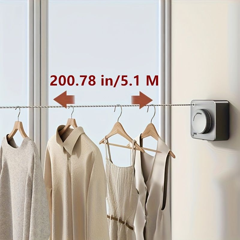 Gray Wall-Mounted Adjustable Clothes Hanger, Space-Saving Laundry Organizer V1102-DSZ-001-001