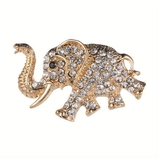 "Crystal Elephant" Elegant Brooch: A 3.6cm Lightweight Silhouette Carrying Auspicious Wisdom, Sparkling V1102-DXXZ001