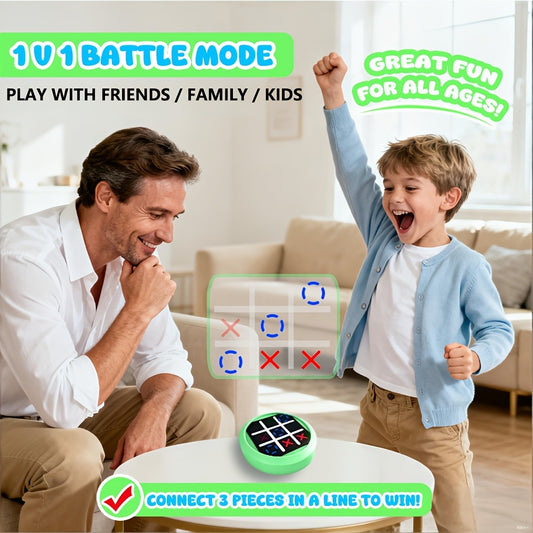 4-in-1 Electronic Tic Tac Toe Game: AI Battle, Two-Player Mode, Memory & Speed Challenge | Handheld Portable V1102-DZJZQ001