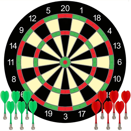 17-inch Red and Green Magnetic Dartboard, 40.5 cm in Diameter, Includes 12 Strong Magnetic Darts and V1102-FBB001