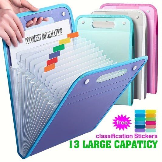 13-Pocket Accordion File Folder - A4 Portable Vertical Folding Organizer with Index Tabs, Suitable for V1102-FQWJD003