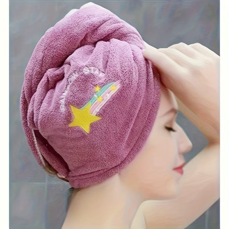 Ladies' Soft Quick-Dry Shower Cap Towel - Delicate Embroidery, Essential for a Refreshing Bath(yellow) V1102-GFM001