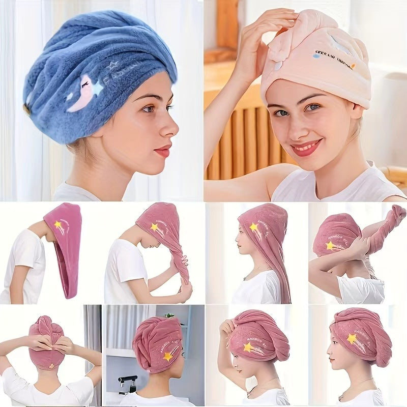 Ladies' Soft Quick-Dry Shower Cap Towel - Delicate Embroidery, Essential for a Refreshing Bath(yellow) V1102-GFM001