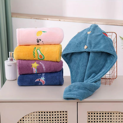 Ladies' Soft Quick-Dry Shower Cap Towel - Delicate Embroidery, Essential for a Refreshing Bath(yellow) V1102-GFM001