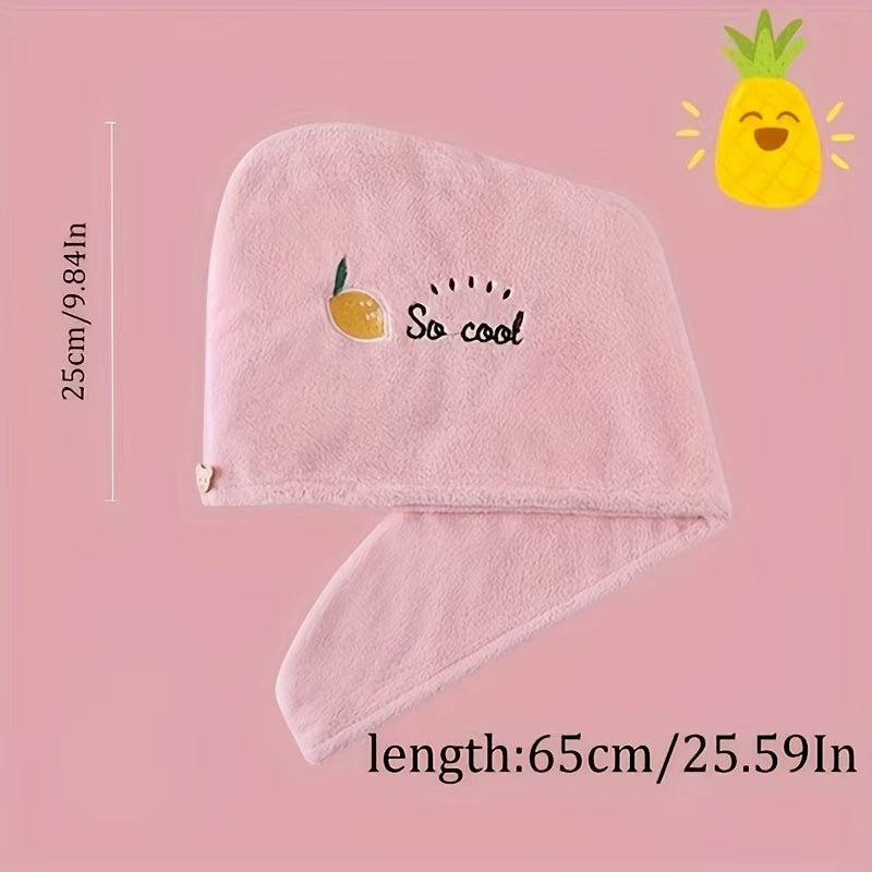 Ladies' Soft Quick-Dry Shower Cap Towel - Delicate Embroidery, Essential for a Refreshing Bath(yellow) V1102-GFM001