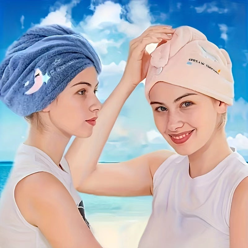 Ladies' Soft Quick-Dry Shower Cap Towel - Delicate Embroidery, Essential for a Refreshing Bath(PINK) V1102-GFM002