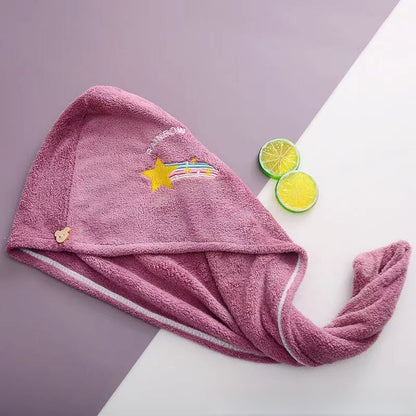 Ladies' Soft Quick-Dry Shower Cap Towel - Delicate Embroidery, Essential for a Refreshing Bath(PINK) V1102-GFM002