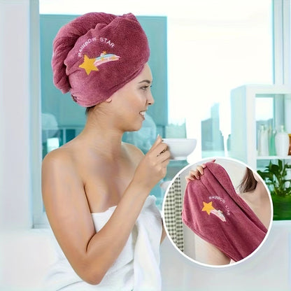 Ladies' Soft Quick-Dry Shower Cap Towel - Delicate Embroidery, Essential for a Refreshing Bath(light blue) V1102-GFM003