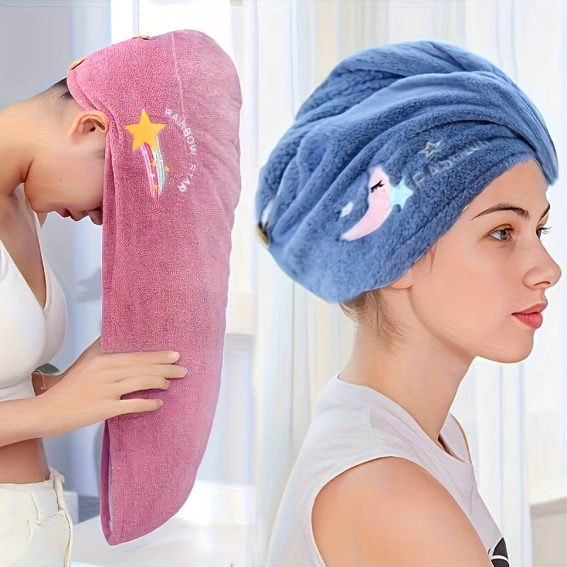 Ladies' Soft Quick-Dry Shower Cap Towel - Delicate Embroidery, Essential for a Refreshing Bath(violet) V1102-GFM004