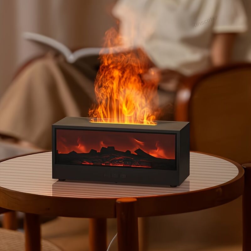 Aromatic Essential Oil Fireplace Diffuser Color Flame Diffuser Bonfire Fireplace Humidifier with Remote for V1102-GHJSQ002
