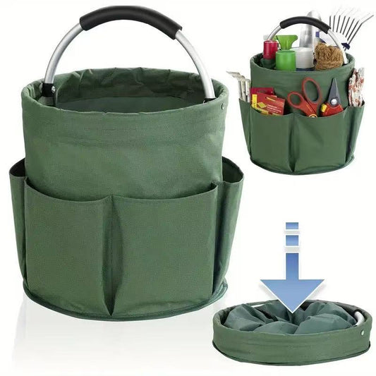 Premium Army green Gardening Storage Bag made of durable 600D Oxford cloth, features 6 deep side pockets for V1102-GJSN003