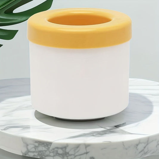 1 pc white+yellow Silicone Ice Cube Cup - Freezable & Reusable Ice Maker, Perfect for Home, Bar, Pub, Club, V1102-GJZBB003
