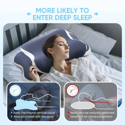 Side Sleeper Neck Pillow | Odor-Free, Light Beige Friendly Design, Comfortable Sleep Posture, Polyester V1102-HDZ001