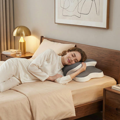Side Sleeper Neck Pillow | Odor-Free, Light Beige Friendly Design, Comfortable Sleep Posture, Polyester V1102-HDZ001
