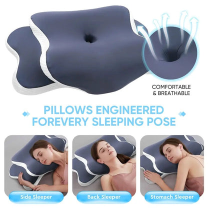 Side Sleeper Neck Pillow | Odor-Free, Light Beige Friendly Design, Comfortable Sleep Posture, Polyester V1102-HDZ001
