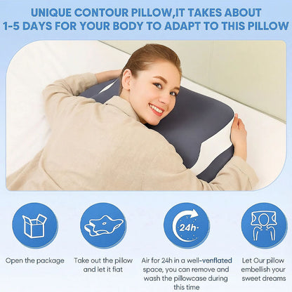 Side Sleeper Neck Pillow | Odor-Free, Light Beige Friendly Design, Comfortable Sleep Posture, Polyester V1102-HDZ001