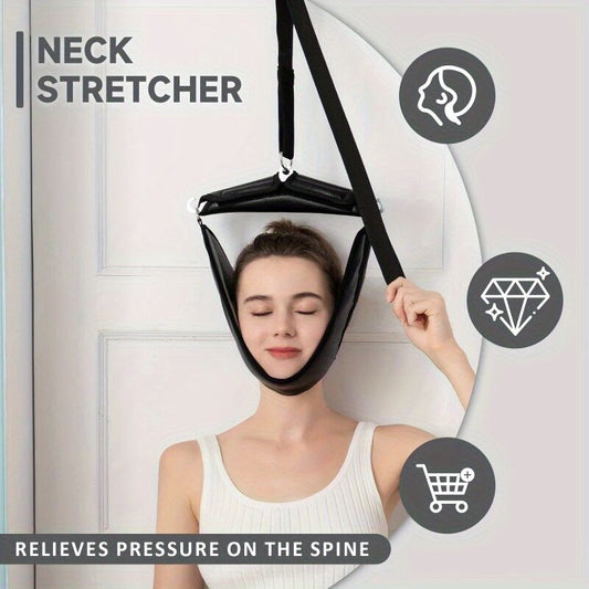 Portable neck stretcher for home use, medium tension with polyamide material, 360 degrees rotation and V1102-HYAM001
