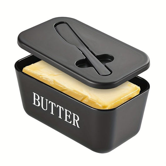 BLACK **Food-Grade PP Large Butter Keeper with Cutting Blade | Airtight, Drying-Resistant, Easy to Slice - V1102-HYBXH002