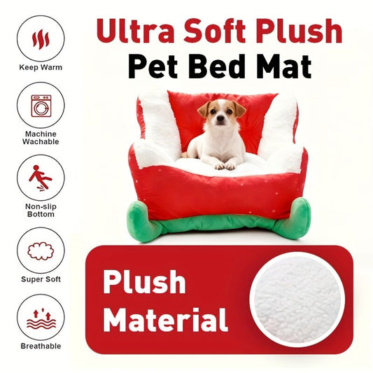 Christmas sled cat bed and dog house-winter warm pet bed, detachable and washable, without assembly, V1102-HYCWC001