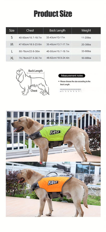 Safe Playtime: The ultimate dog buoyancy vest designed for water adventures. Pet life jacket. Christmas, V1102-HYCWJSY01-FLUORESCENT GREEN-S