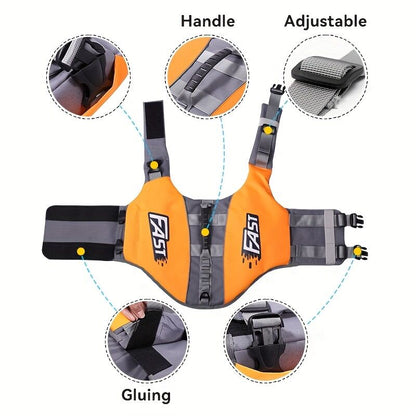 Safe Playtime: The ultimate dog buoyancy vest designed for water adventures. Pet life jacket. Christmas, V1102-HYCWJSY01-ORANGE-S