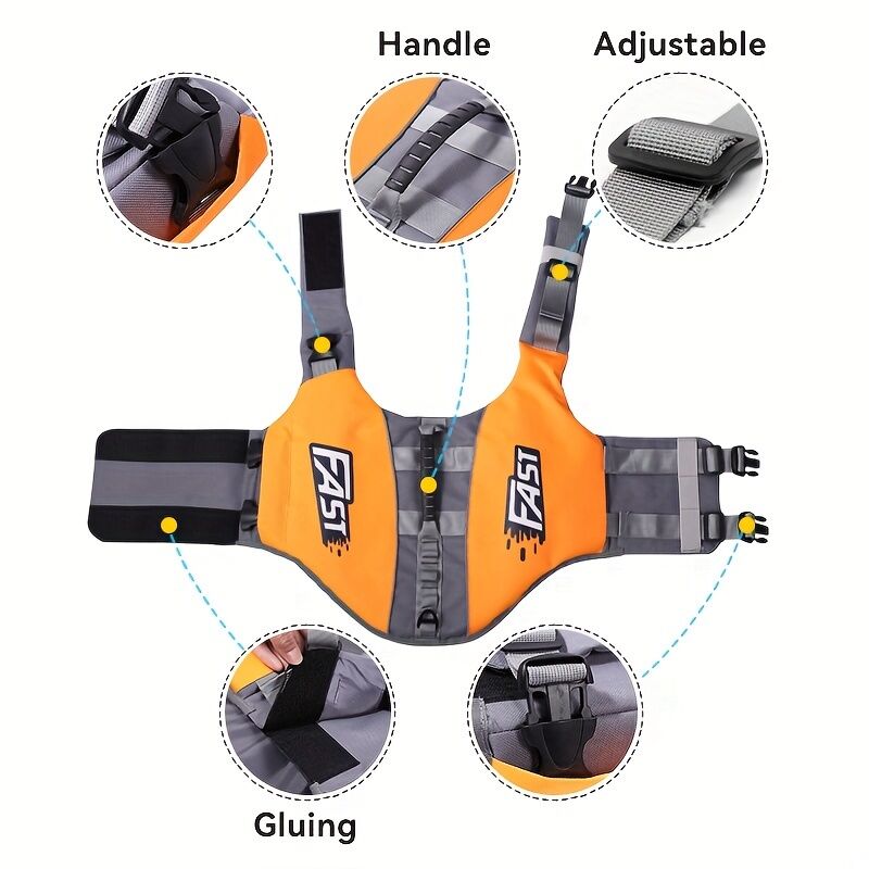 Safe Playtime: The ultimate dog buoyancy vest designed for water adventures. Pet life jacket. Christmas, V1102-HYCWJSY01-ORANGE-XL