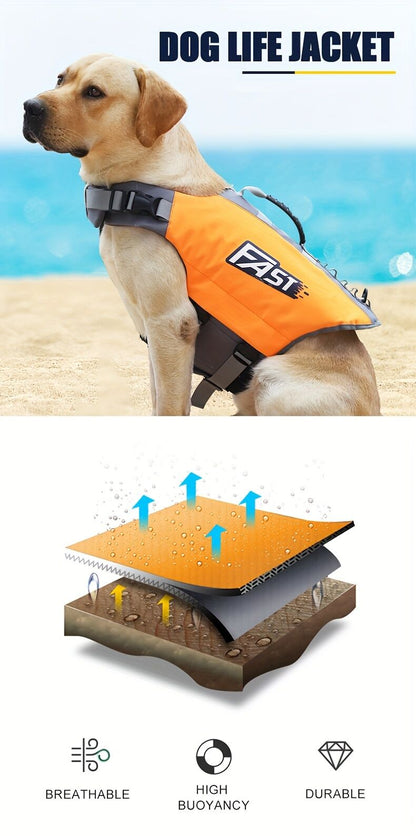 Safe Playtime: The ultimate dog buoyancy vest designed for water adventures. Pet life jacket. Christmas, V1102-HYCWJSY01-ORANGE-XL