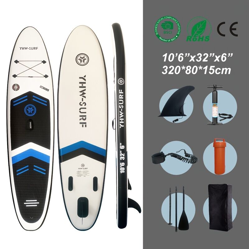 Inflatable vertical paddle set for water sports and surfing-including air pump, paddle, rope, backpack, fin V1102-HYJB001