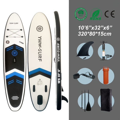 Inflatable vertical paddle set for water sports and surfing-including air pump, paddle, rope, backpack, fin V1102-HYJB001