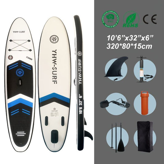 Inflatable vertical paddle set for water sports and surfing-including air pump, paddle, rope, backpack, fin V1102-HYJB001