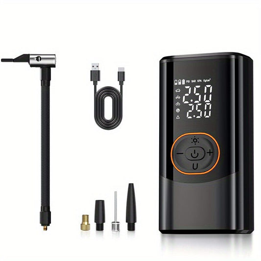 Portable air compressor for tires with digital pressure gauge, 150PSI rechargeable battery, LED light, V1102-HYQB001